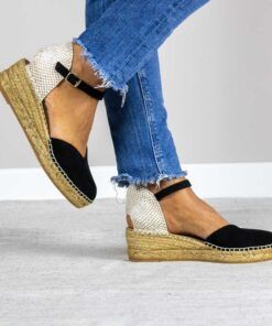 Alpargata con cuña Emma Negro Pulsera.