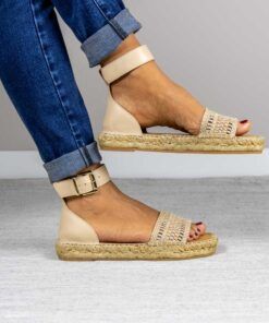 Alpargata plana Vanesa Cuero Oro.