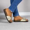 BioAlbaOro4 Calzado bio de mujer modelo Alba color oro piel con suela confortable Maretas