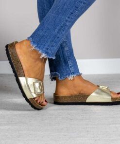 Calzado bio de mujer modelo Alba color oro piel con suela confortable Maretas