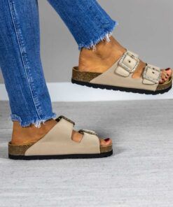 Sandalia bio Macarena color marrón con suela de corcho anatómica Maretas